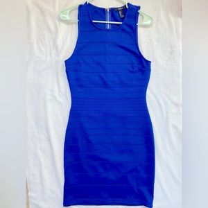 Forever 21 Sz L Blue Sleeveless Cut-out Back Dress
